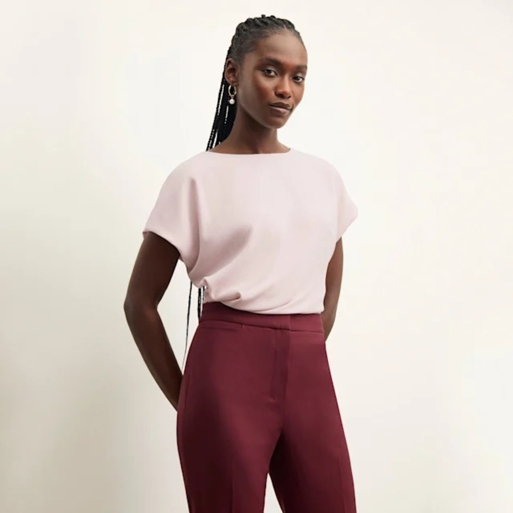 MM Lafleur Pale Blush Draped Peplum Blouse